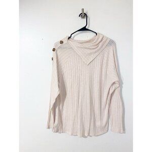 Retrology Sweater Women Beige Cowl Neck Size Large Ribbed